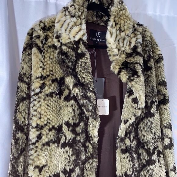 UNREAL FUR FOR FREE PEOPLE MADAM GRACE COAT SNAKE NWT NEW - Picture 8 of 15